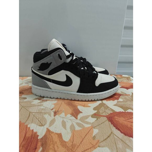 Jordan 1 Mid SE Light Black Gray Canvas Women's Basketball Shoes Size 7